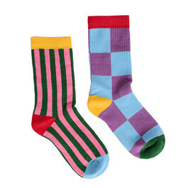 Lazy Oaf mismatched checks and stripes socks