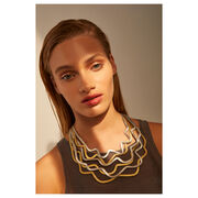 Curves gold and silver leather necklace