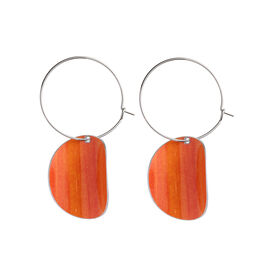 Orange textured disc hoop earrings