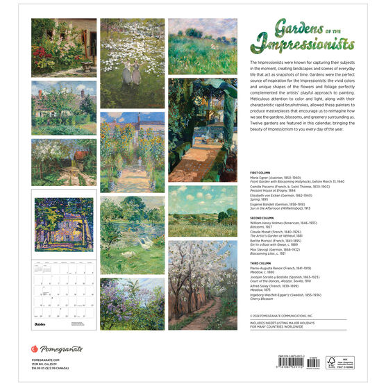 Gardens of the Impressionists 2025 wall calendar