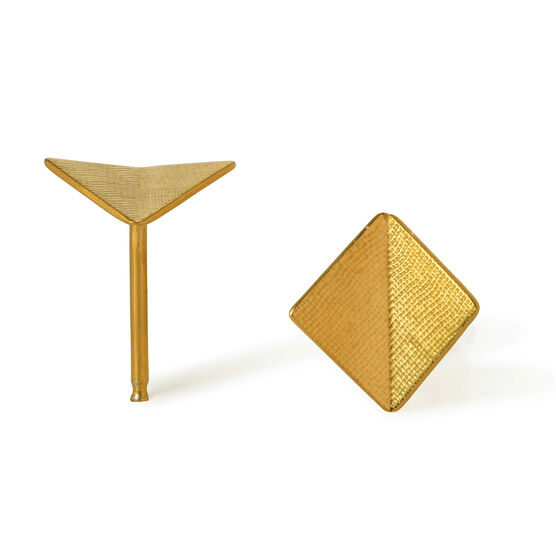 Gold fold square stud earrings