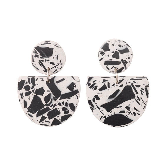 Black and white Crescent earrings