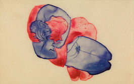 Ithell Colquhoun: Untitled [Drawing of a blue & pink couple embracing]