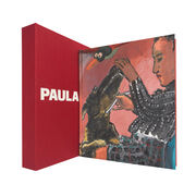 Red clothbound case with hardback exhibition book