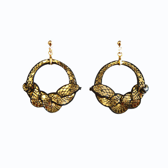 Ouroboros snake hoop earrings