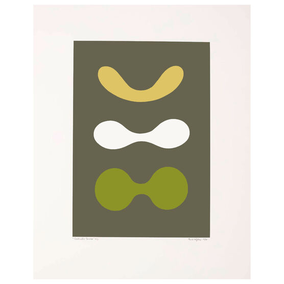 Paule Vézelay, Contrasted Curves (Yellow/White/Green), 1970