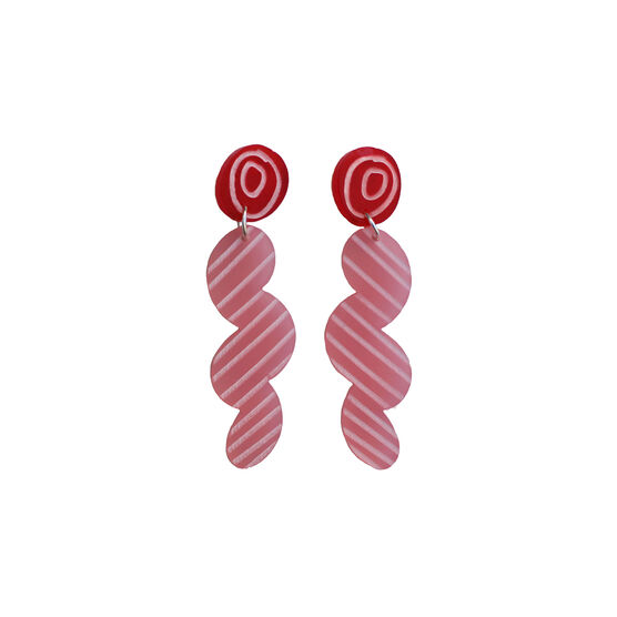 Wave red and pink earrings