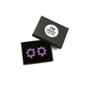 Purple glitter spark earrings