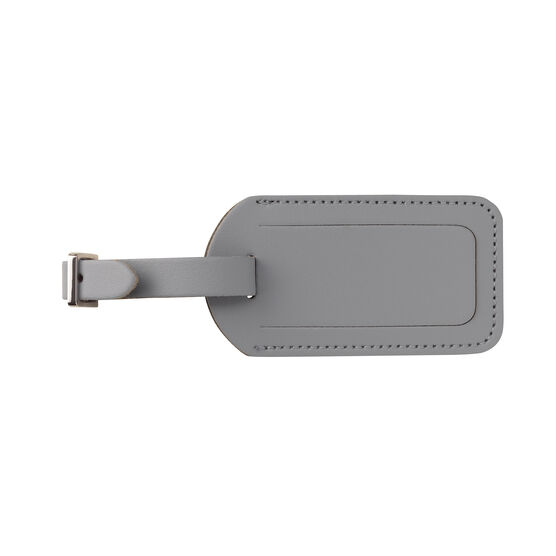 Tate light grey leather luggage tag