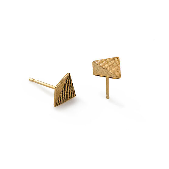 Gold fold square stud earrings