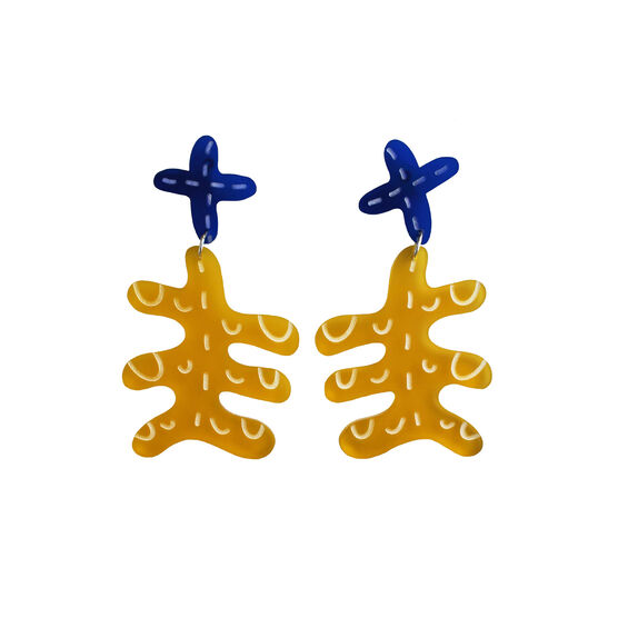Wiggle blue and yellow earrings