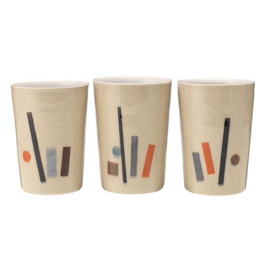 Decorated ceramic beaker