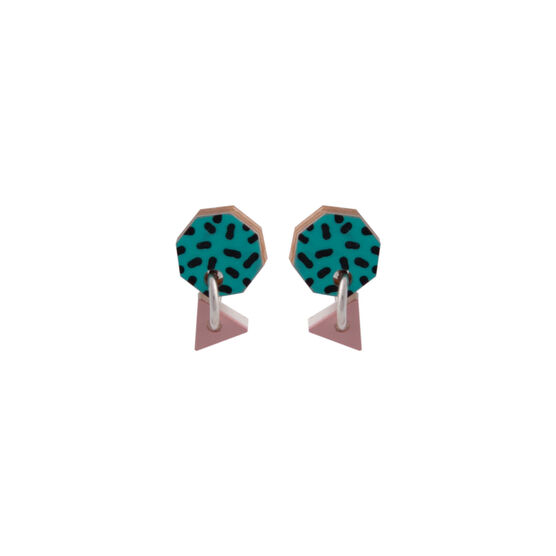 Poptagon turquoise and rose earrings