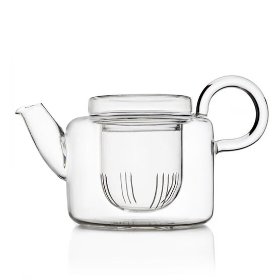 Piuma short glass teapot