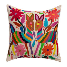 Mexican Otomi embroidered cushion cover (two deer)