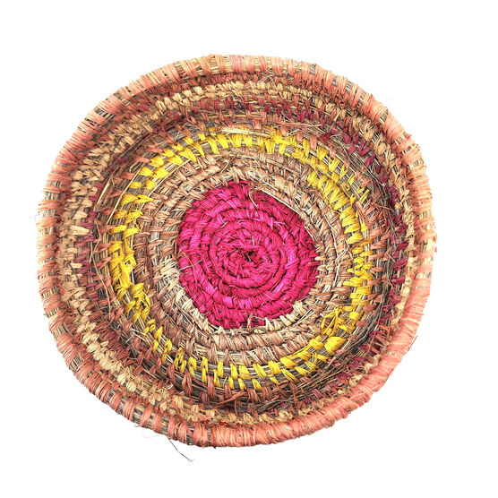 Nancy Jackson pink and yellow Tjanpi basket