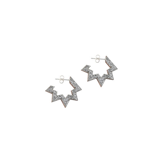 Silver glitter spark hoop earrings