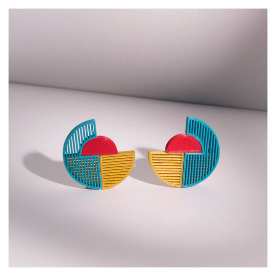 Turquoise semi circle Sunset earrings