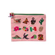 Frida Kahlo icons embroidered zip pouch