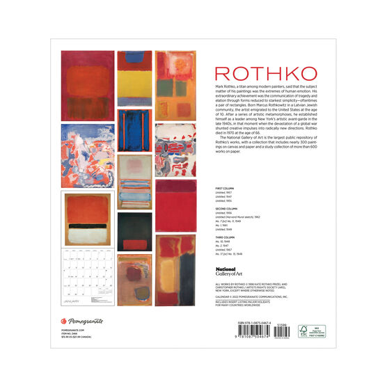 Mark Rothko 2023 wall calendar Calendars Tate Shop Tate