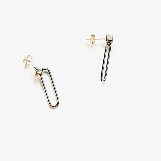 Paperclip Silver drop earrings