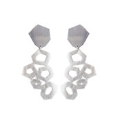 silver leather earrings, laying flat