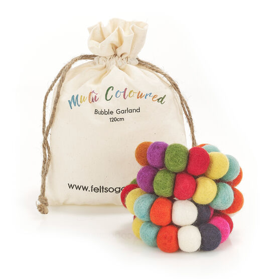 Handmade felt multi-coloured bubble garland