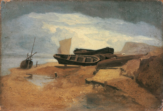 John Sell Cotman: Seashore with Boats