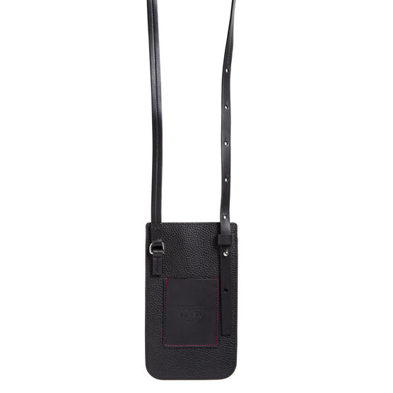 Recycled leather crossbody phone holder