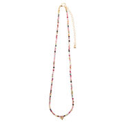 Pink stone star necklace