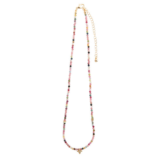 Pink stone star necklace
