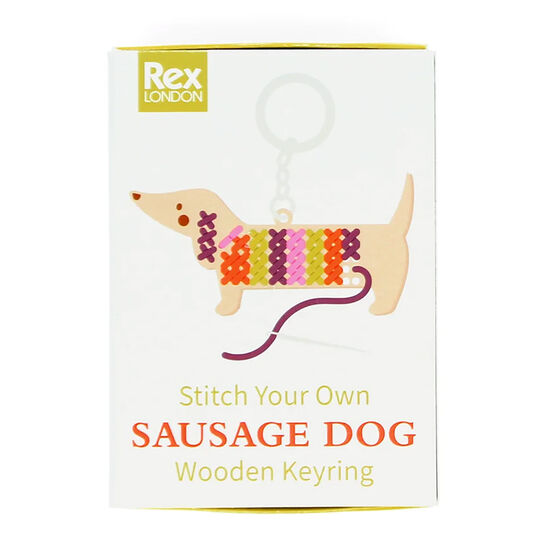 Stitch your own Sausage Dog keyring kit