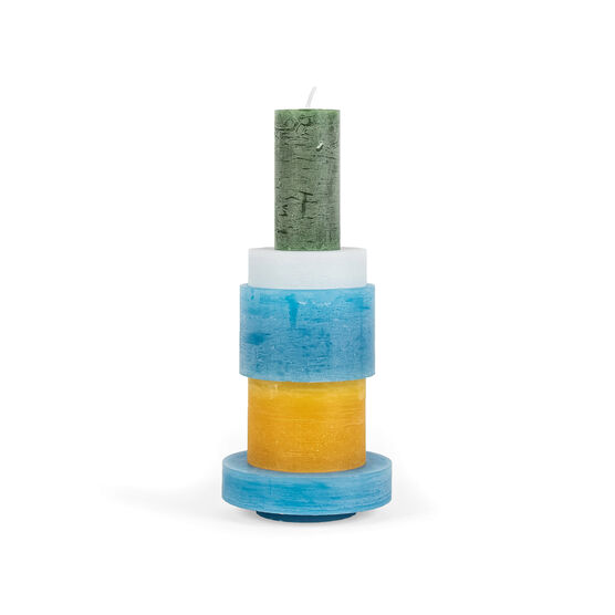 Yellow and blue candle stack