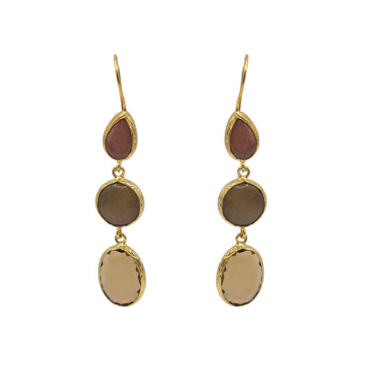 Trio of stones drop earrings
