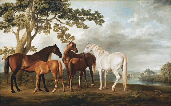 George Stubbs: Mares and Foals in a River Landscape