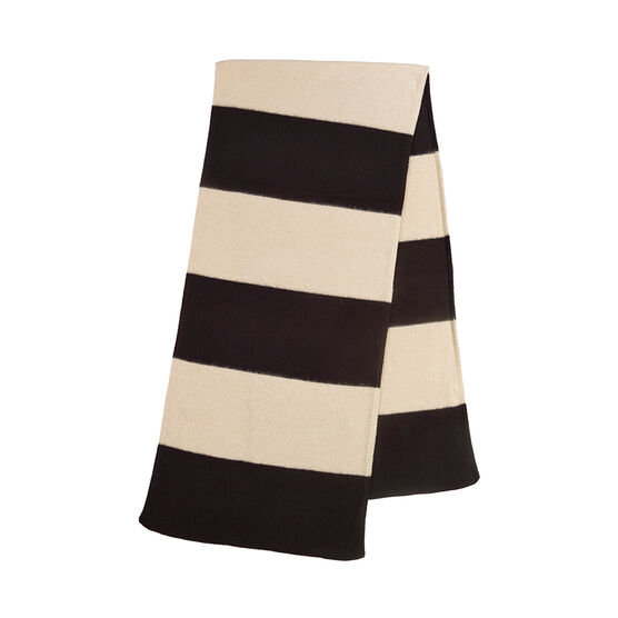 Wide stripe brushed blanket scarf