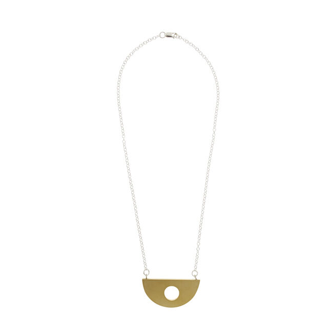 Brass semi circle pendant necklace 