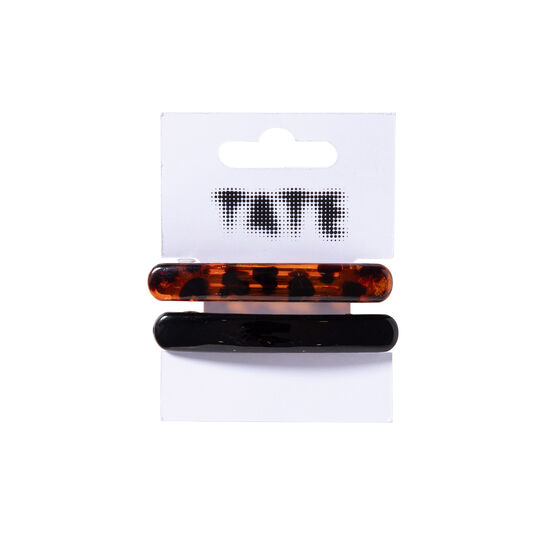 Black and tortoiseshell barrette hair clips