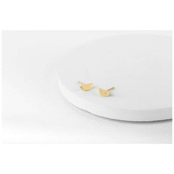 Gold semi circle stud earrings