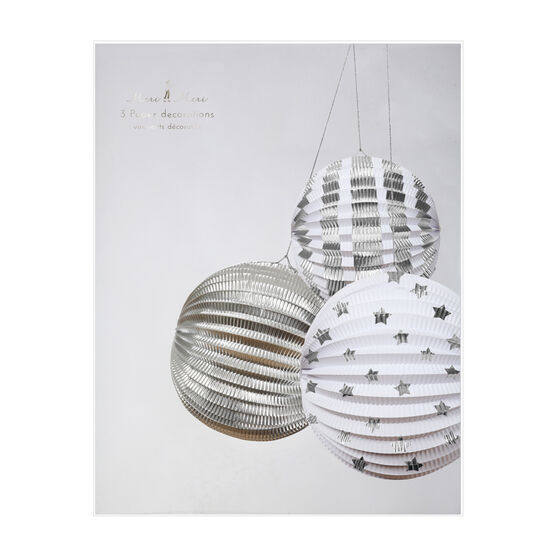 Silver paper globe decorations