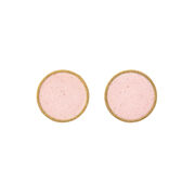 Circular pink concrete and brass stud earrings