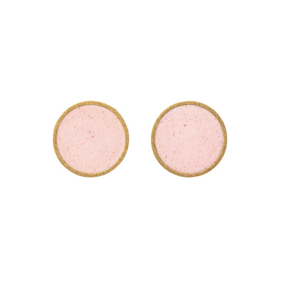 Circular pink concrete and brass stud earrings