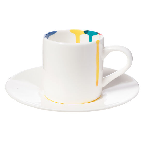Artist paint drip espresso cup and saucer