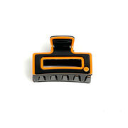 Black & orange small rectangle hair claw