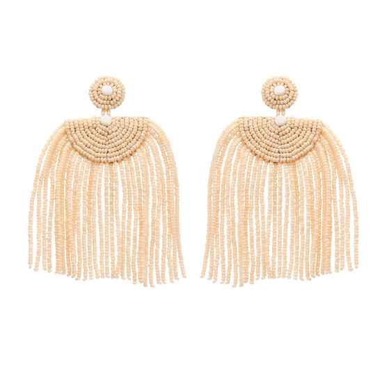 Kifungo short cream tassel earrings