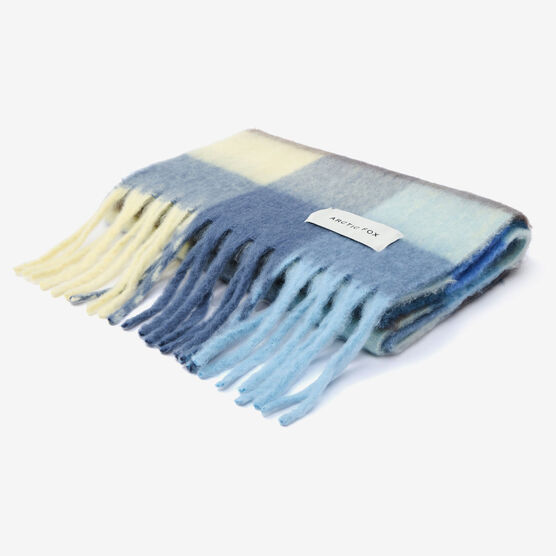 Navy check wide scarf
