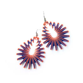 Orange and blue 3D printed drop earrings