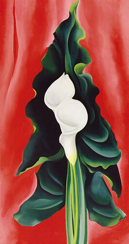 Georgia O'Keeffe: Calla Lilies on Red