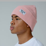 Pink knit beanie hat