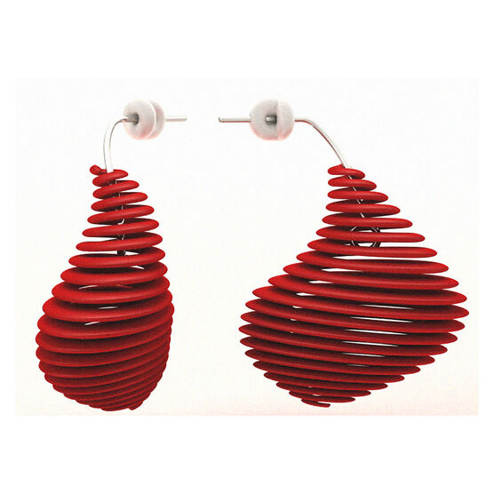 Red Helix 3D printed earrings